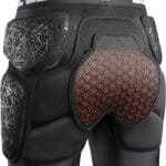 Rear view of Legendfit protective padded shorts with hip pads and tailbone/butt padding for snowboarding.